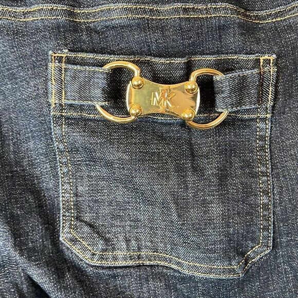 Michael Kors Dark Wash Women’s Jeans size 12 Gold buckle back pocket - Picture 5 of 7